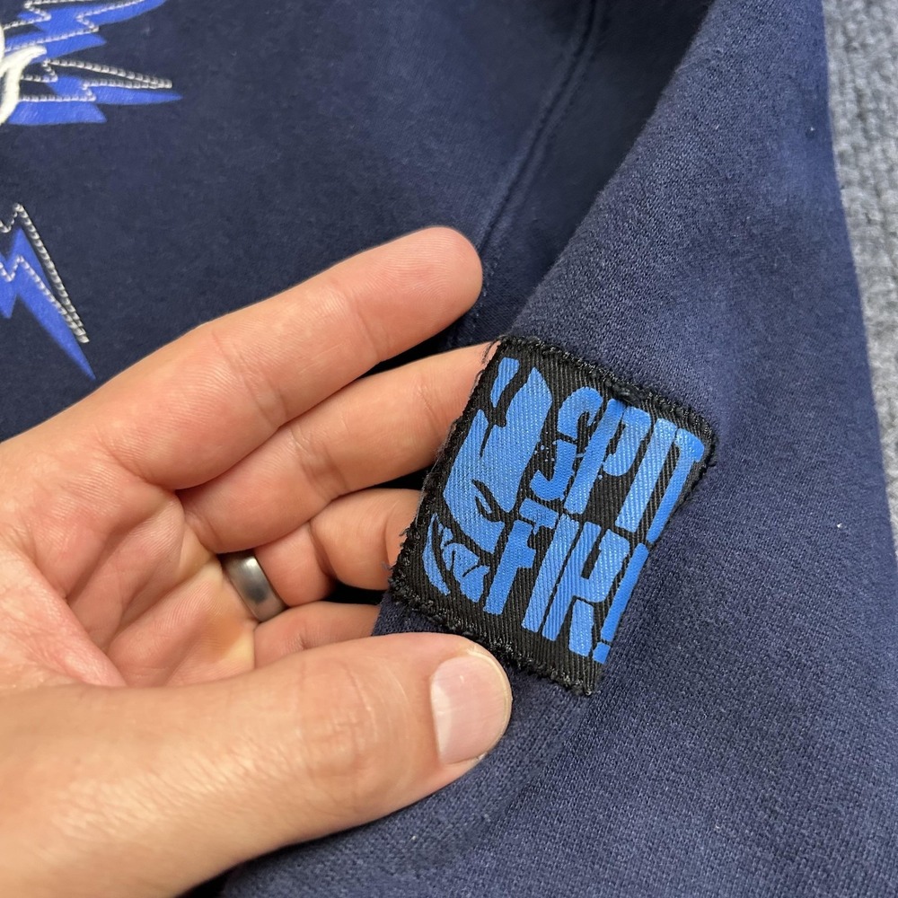 Spitfire Hoodie Mens Large Blue Full Zip Graphic Fleece Skateboard Sweatshirt - Picture 9 of 9